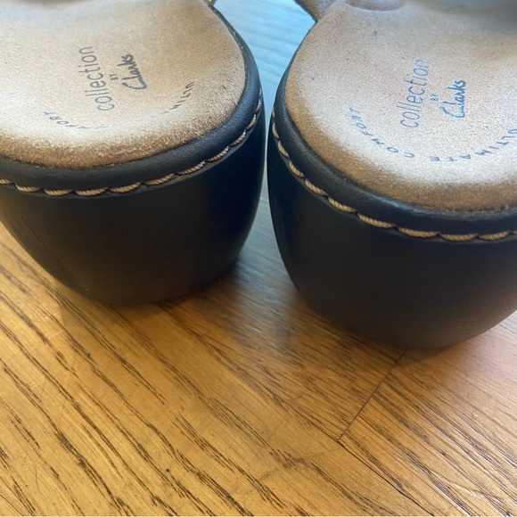 CLARKS collection ultimate comfort sz 8 pewter metallic wrap slide sanda - Picture 6 of 10